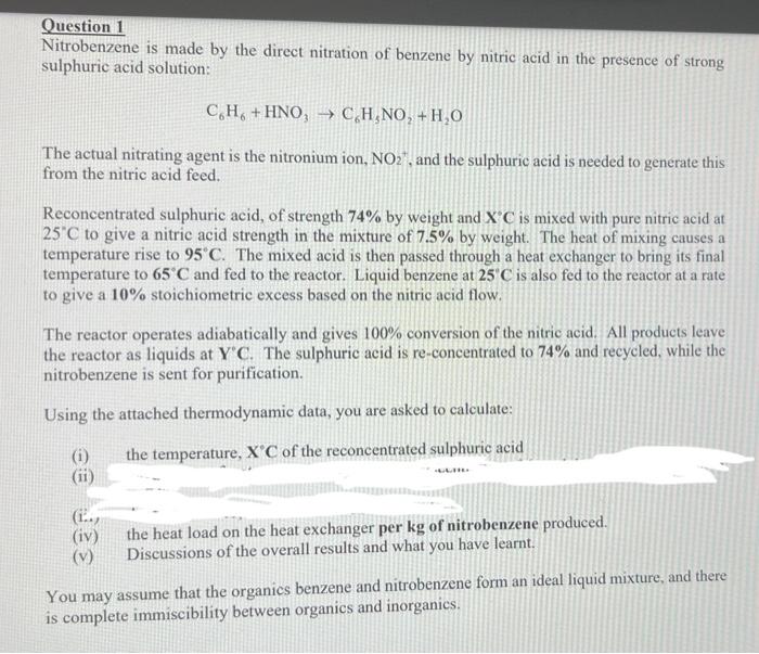 Urgent please!Please solve part a and d only Question 1 Nitrobenzene is