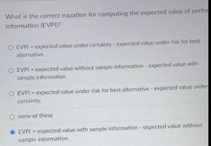  What is the correct equation for computing the expected value of