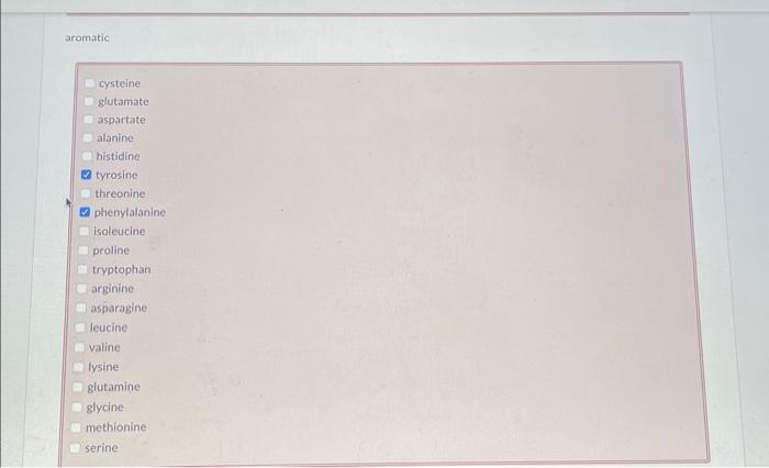 wrong leucine tryptophan methionine tyrosine lysine aspartate isoleucine proline asparagine glutamine serine