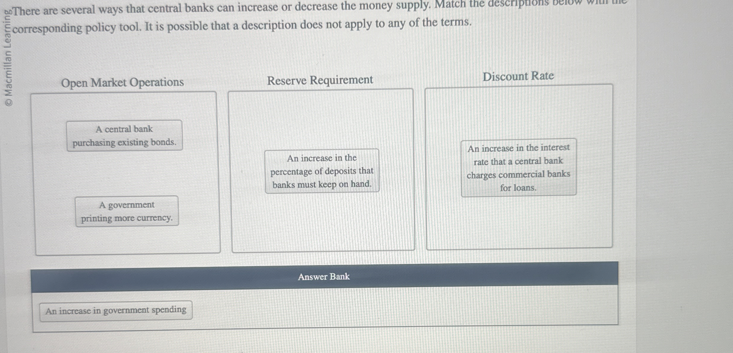  corresponding policy tool. It is possible that a description does not