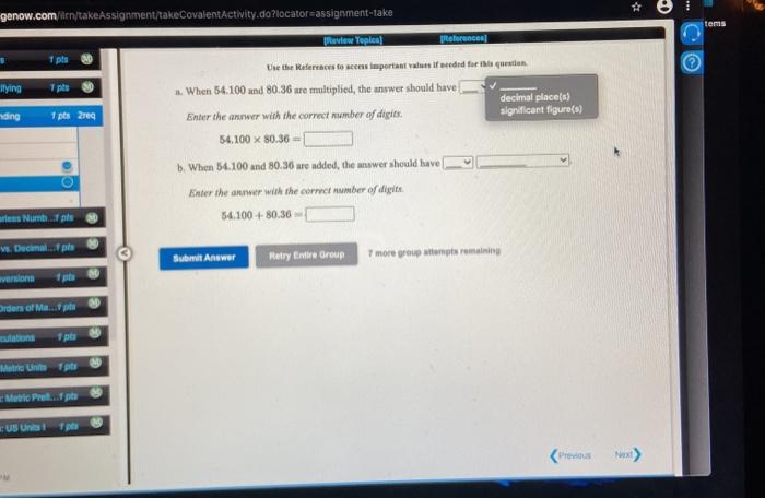 References to access important values if needed for this question The liquid