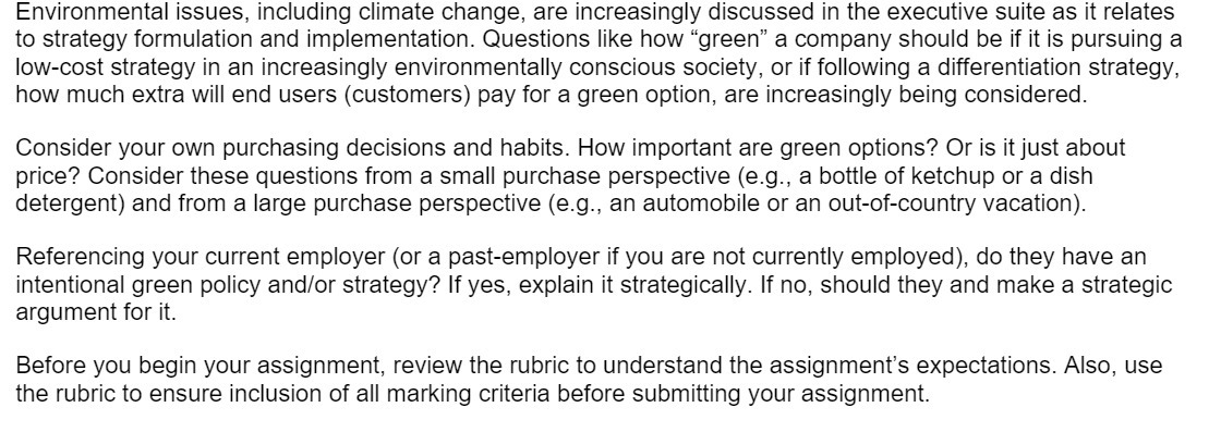 Environmental issues, including climate change, are increasingly discussed in the executive
