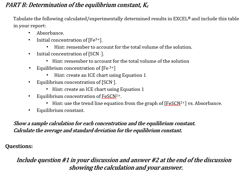 in 1.0 M HNO3 Solution #2 0.002 M KSCN (in water) Solution