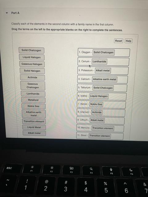 Classify each of the elements in the second column with a