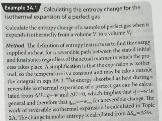 Example 34.1 Calculating the entropy change for the isothermal expansion of