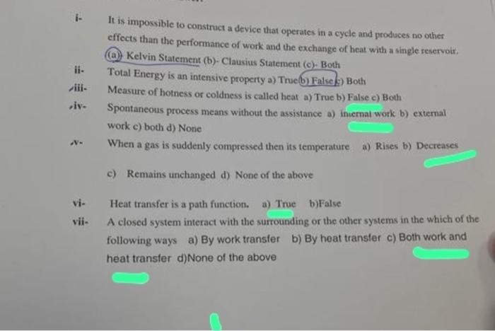  i. It is impossible to construct a device that operates in