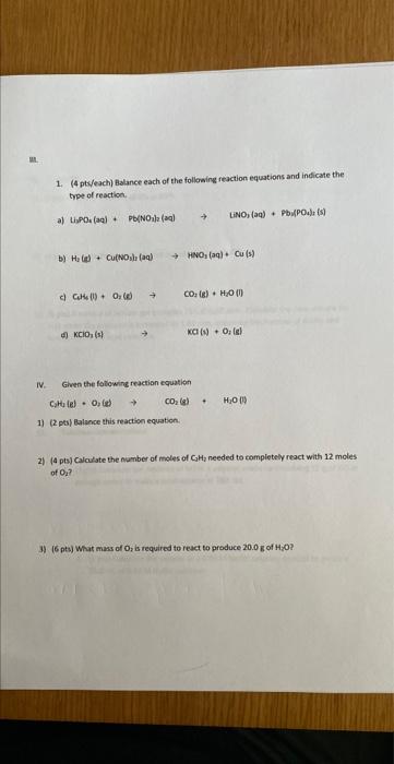 need help with these questions im really stuck 1. (4 pts/each) Balance