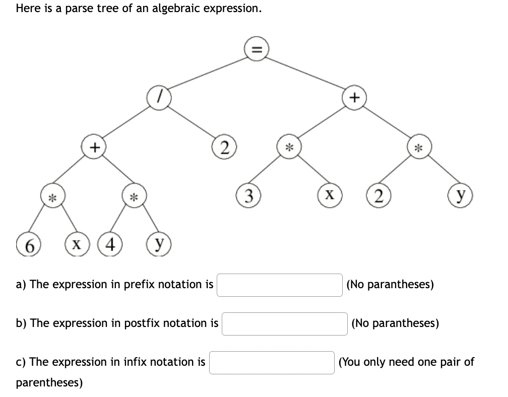  Solve for a, b, c please. Here is a parse tree