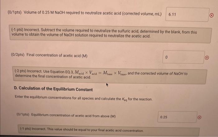 buret reading (mL) Part A: Final buret reading (mL) B. Determination of
