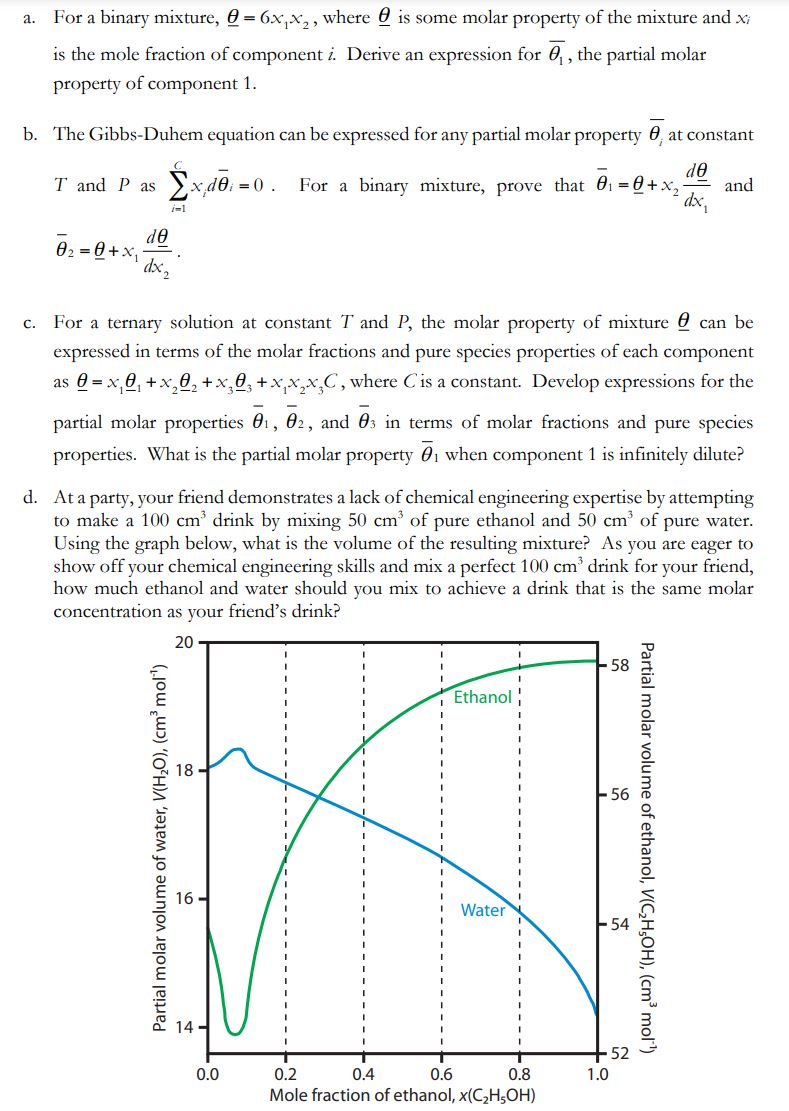 a. For a binary mixture, =6x1x2, where is some molar property