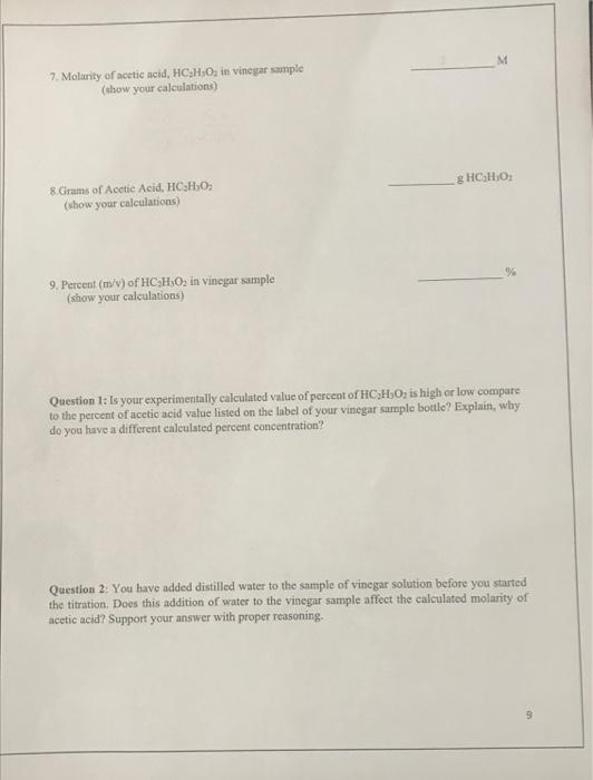 sample: Avenca's Choice 2. Volume of Vinegar sample used: 3.0 ml =