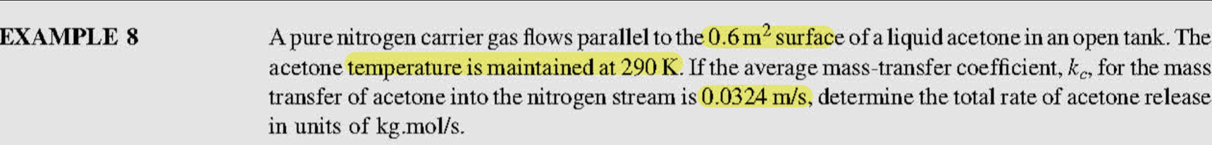  EXAMPLE 8 A pure nitrogen carrier gas flows parallel to the