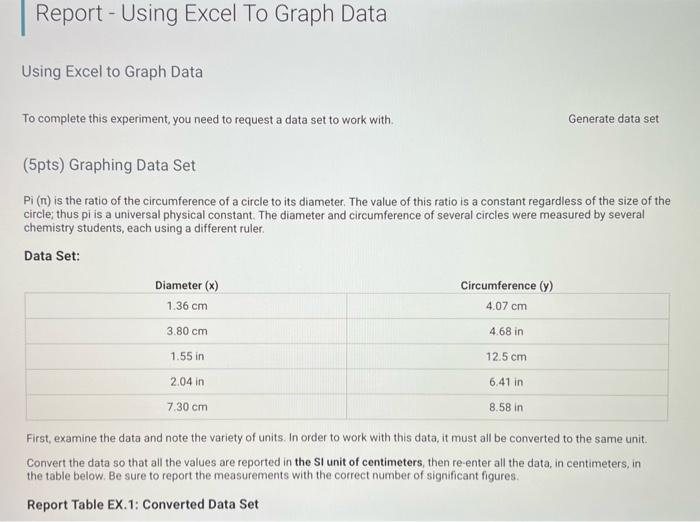  Report - Using Excel To Graph Data Using Excel to Graph