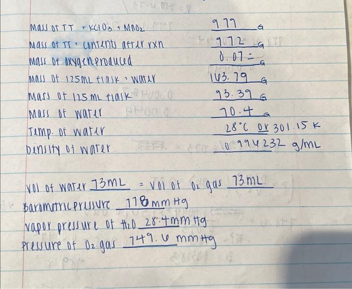 Using the information provided, please help find:1. Gas law constant, R, from