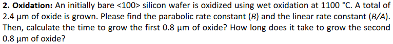 2. Oxidation: An initially bare silicon wafer is oxidized using wet