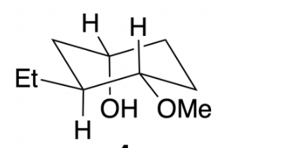 1a. Draw compound 4 (shown below) as a higher energy chair conformer.