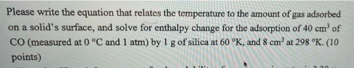  Please write the equation that relates the temperature to the amount