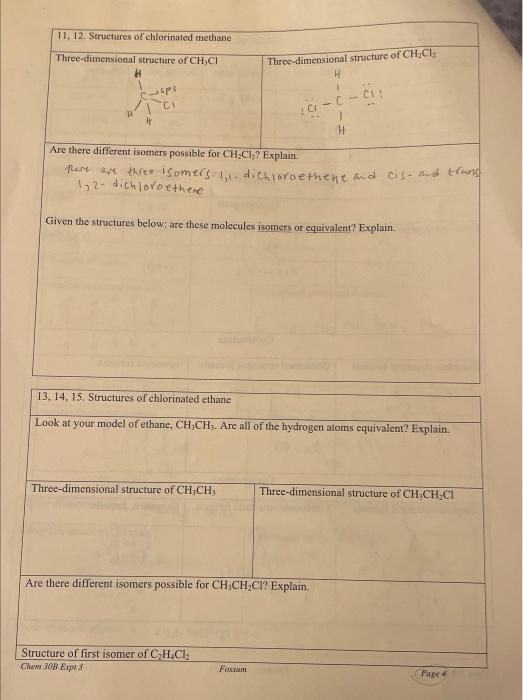  Are there different isomers possible for CH2Cl2 ? Explain. There ane
