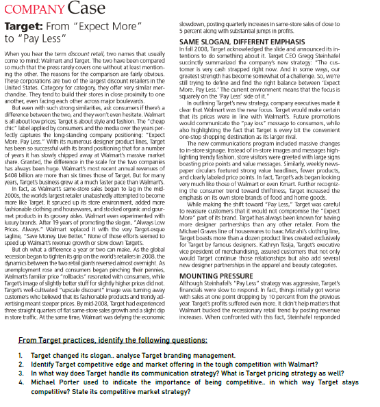  COMPANY Case Target: From " Expect More" slowdown, posting quarterly increases