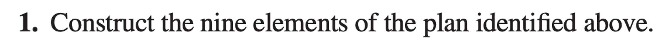  Construct the nine elements of the plan identified above. 