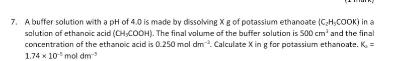  A buffer solution with a pH of 4.0 is made by