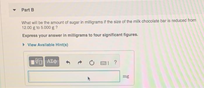 sugar in milligrams if the size of the milk chocolate bar is