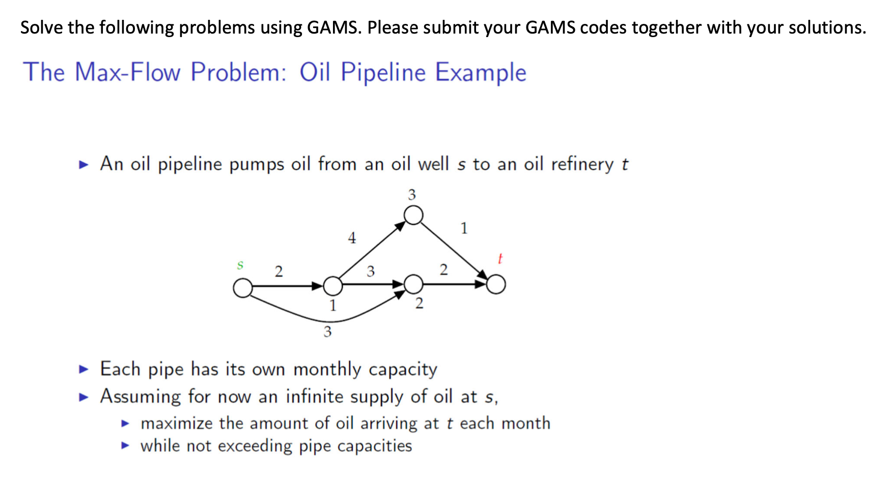  Solve the following problems using GAMS. Please submit your GAMS codes