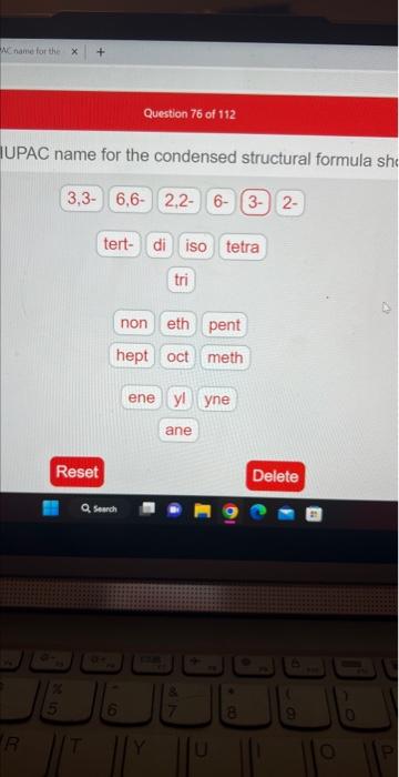 UPAC name for the condensed structural formula sh