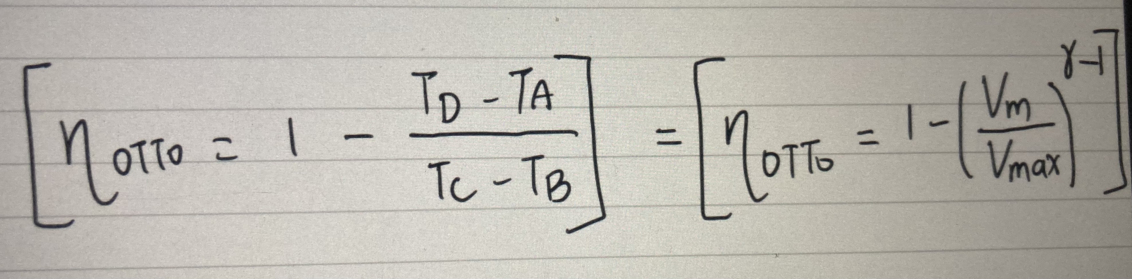  Prove the equation below for Otto cycle]=[1-TD-TATC-TB]=[1-(VmVmax)-1 