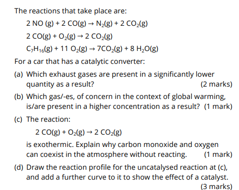 diagram :) The major pollutant gases emitted by petrol engines are carbon