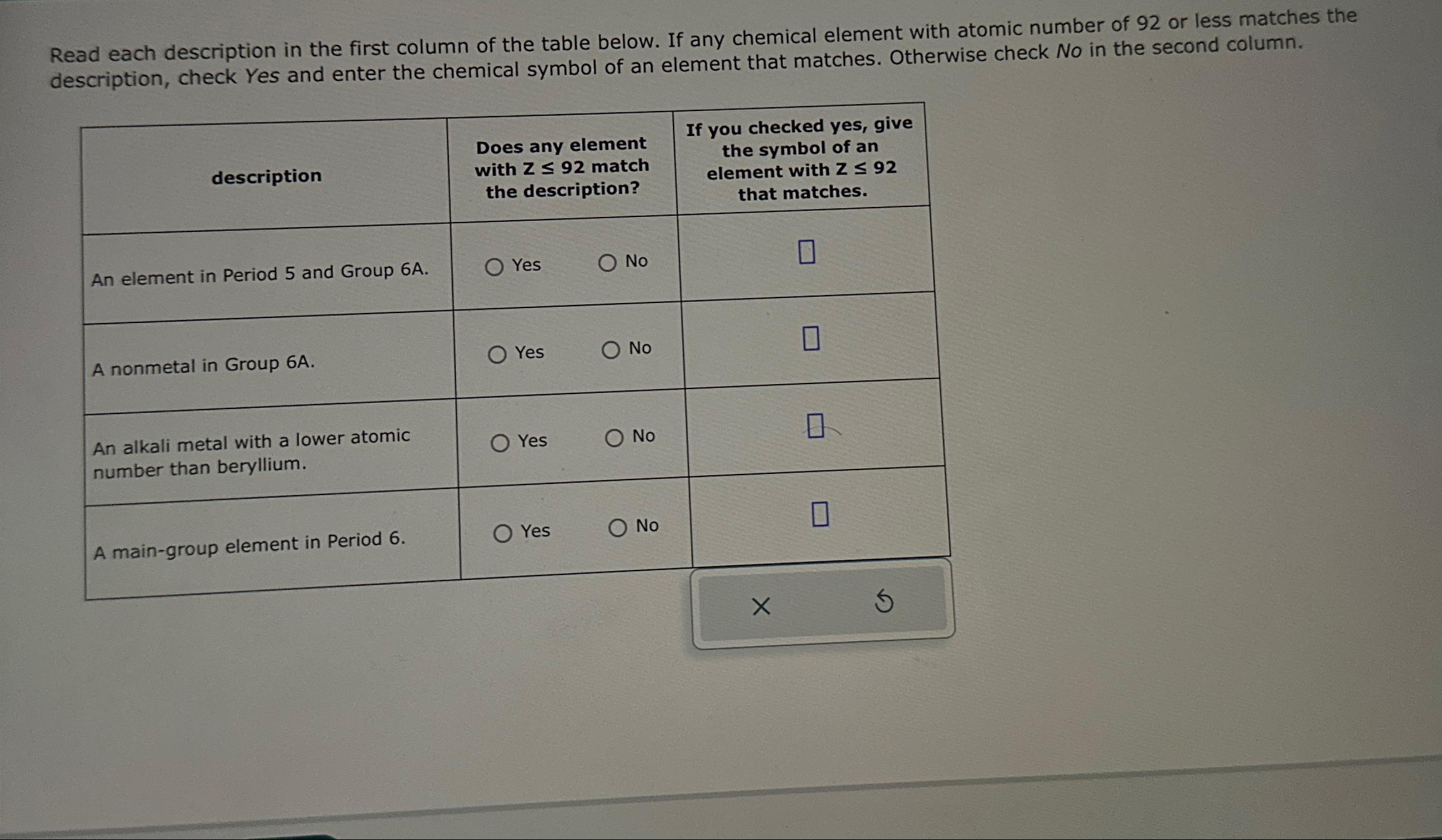  Read each description in the first column of the table below.