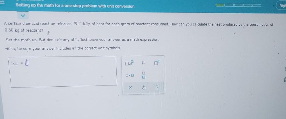  Setting up the math for a one-step problem with unit conversion