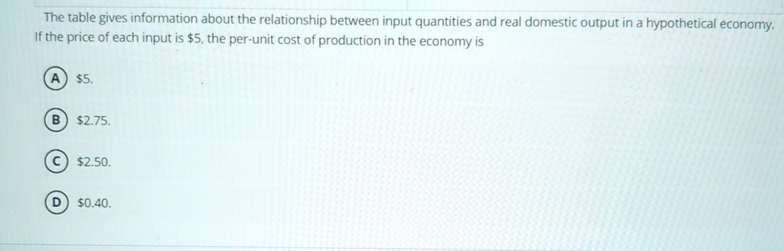  The table gives information about the relationship between input quantities and