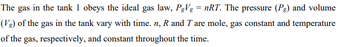 tank 1 with the input variables*. Assume pressure at the bottom of