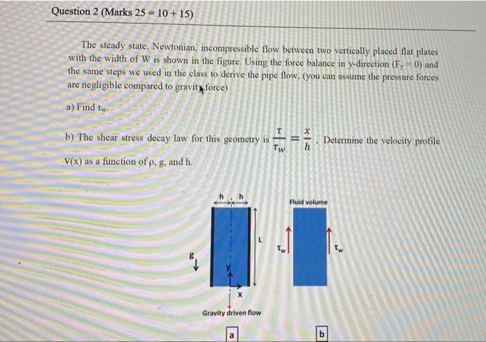  Question 2 (Marks 25 = 10 +15) The steady state, Newtonian,