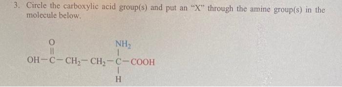  3. Circle the carboxylic acid group(s) and put an " X