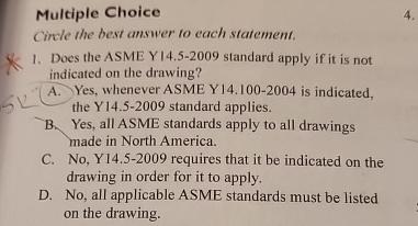 Multiple Choice\ 4.\ Circle the best answer to each statement.\ Does the