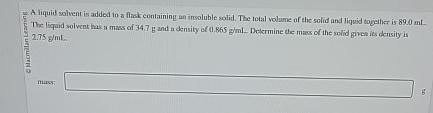  E. A liquit solvent is addod in a fiask containing un
