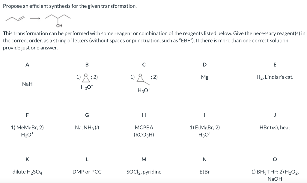 Propose an efficient synthesis for the given transformation. OH This transformation