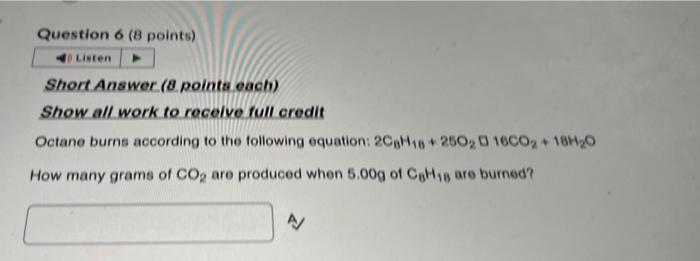  Short Answer (8 pointe each) Show all work to recelve tull