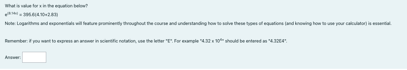 Please answer asap! What is value for x in the equation below?
