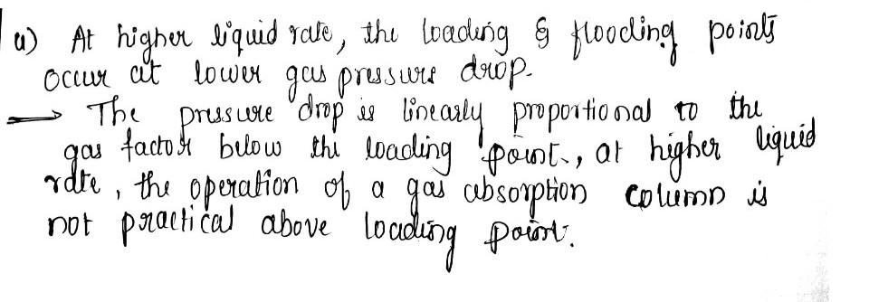 higher liquid rate, the loading and flooding points occur at lower gas