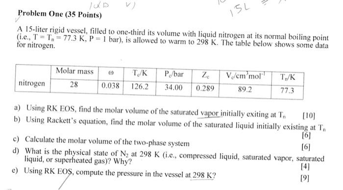 please explain with clear handwriting I5L Problem One (35 Points) A 15-liter