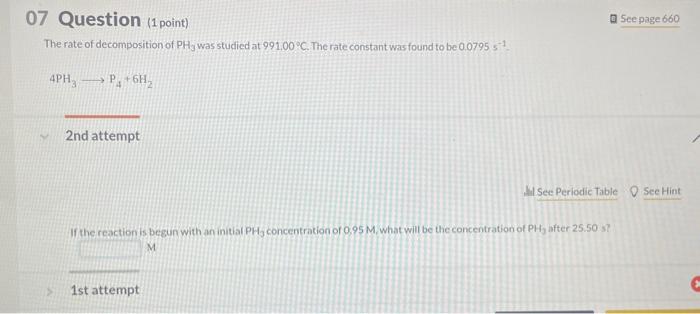 at 225C. The results are given in the following table: Calculate the