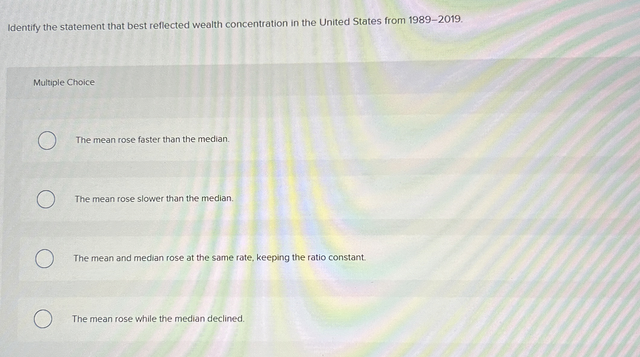  Identify the statement that best reflected wealth concentration in the United