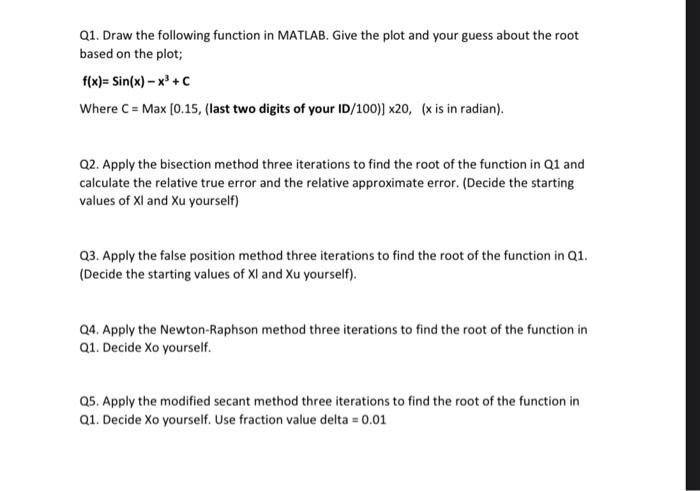 numerical methods they are all related so please answer all of them