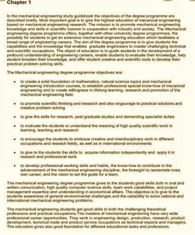  Chapter 1 In the mechanical engineering study guidebook the objectives of