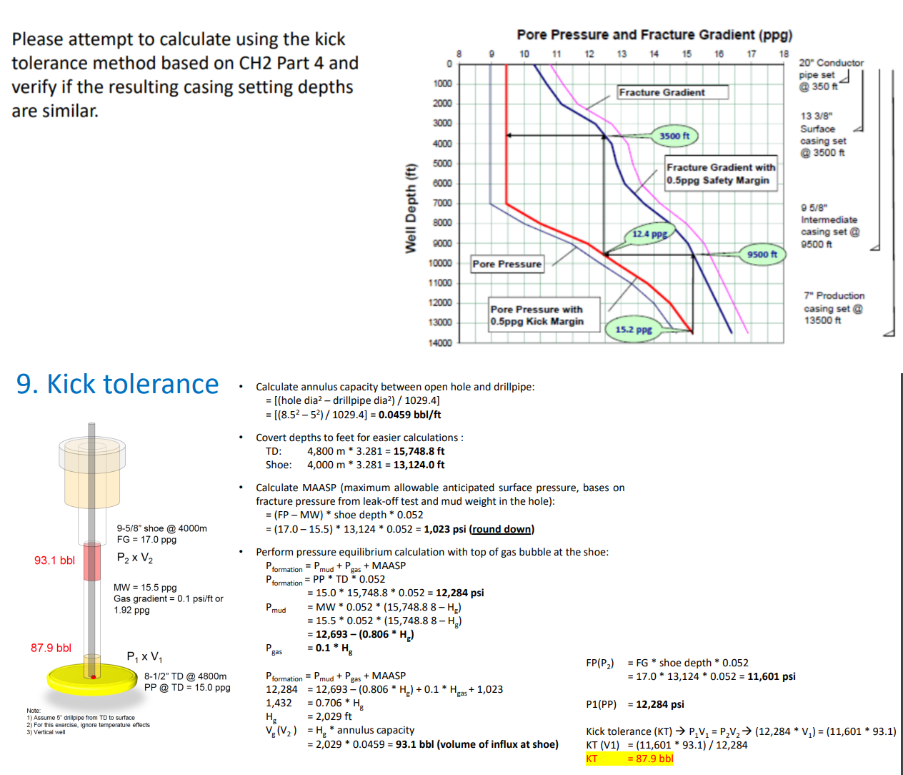  PETROLEUM ENGINEERING KICK TOLERANCE CALCULATION 