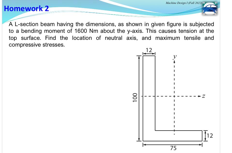  Homework 2 Machine Design I (Fall 2022) A L-section beam having