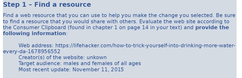 Step 1 - Find a resource Find a web resource that